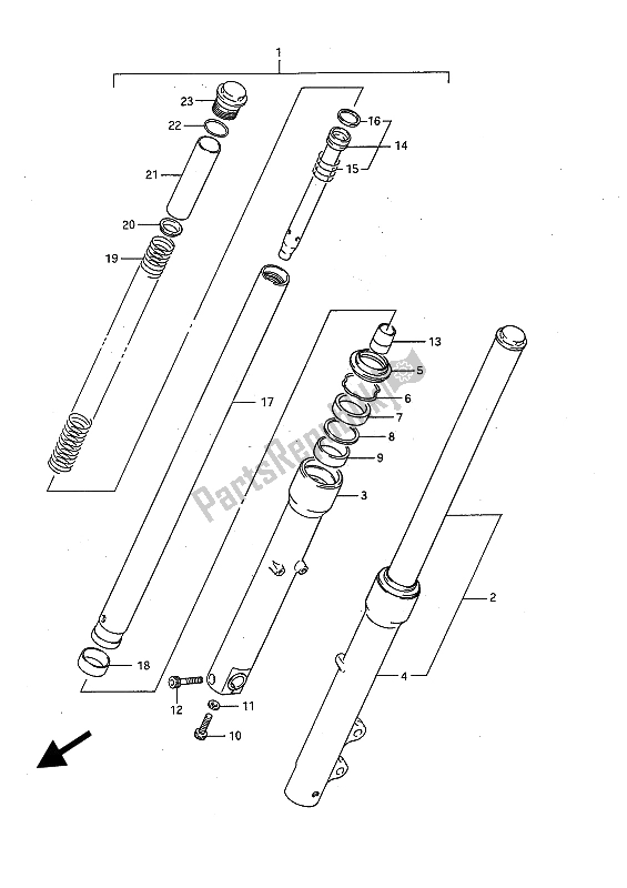 Tutte le parti per il Forcella Anteriore del Suzuki LS 650 FP Savage 1989