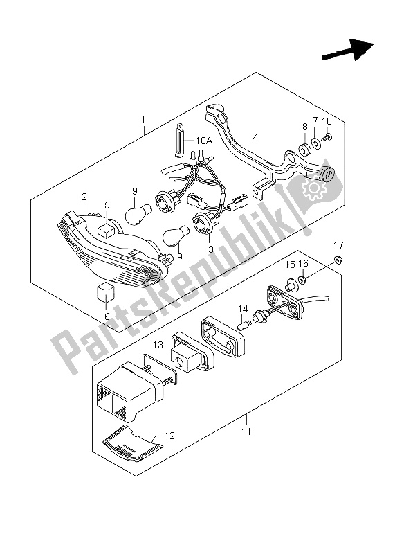 Toutes les pièces pour le Feu Arrière Combiné du Suzuki DL 1000 V Strom 2008