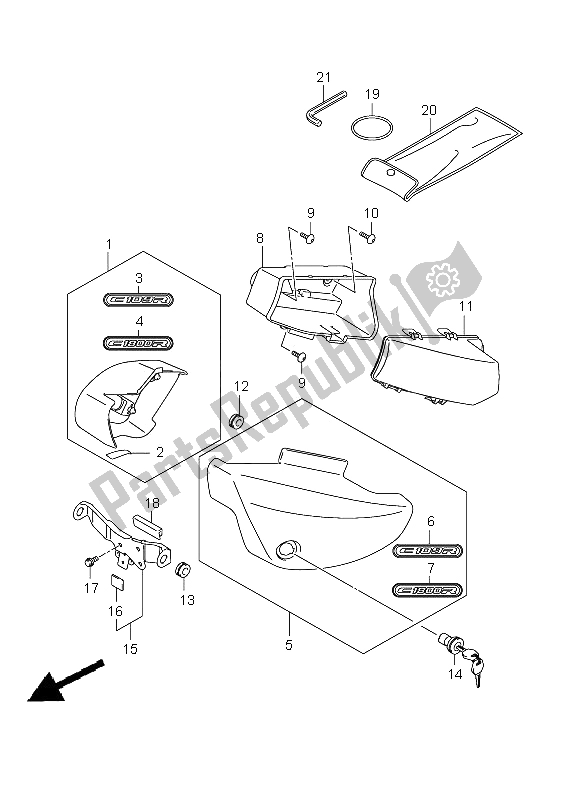 Toutes les pièces pour le Couverture De Cadre du Suzuki VLR 1800R C 1800 Intruder 2008