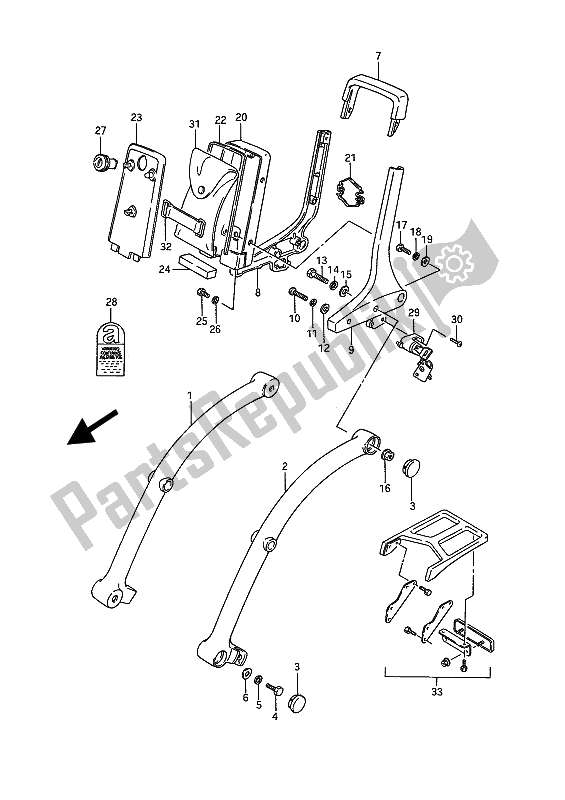 Todas las partes para Manija Del Pasajero de Suzuki VS 1400 Glpf Intruder 1987