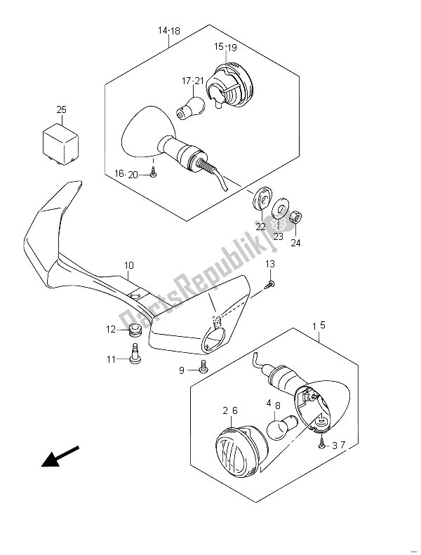 All parts for the Turnsignal Lamp (vzr1800uf E19) of the Suzuki VZR 1800 NZR M Intruder 2011