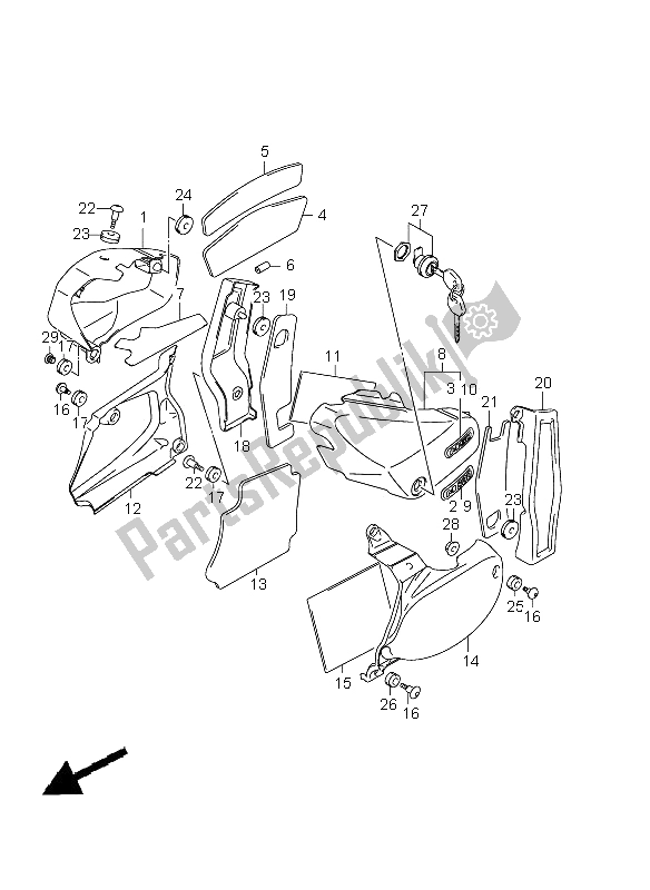 All parts for the Frame Cover of the Suzuki VZ 800Z Intruder 2009