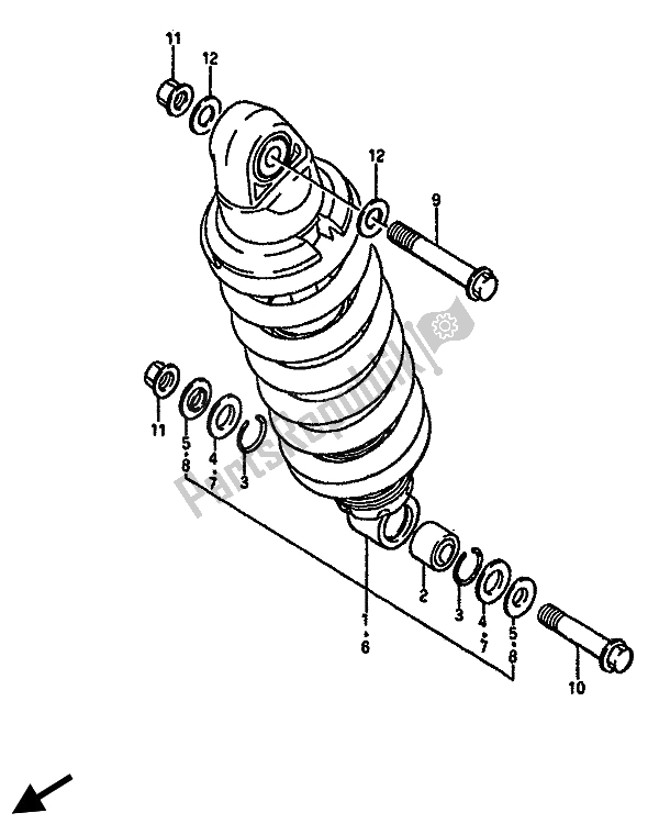 Todas as partes de Amortecedor Traseiro do Suzuki GSX R 750X 1986