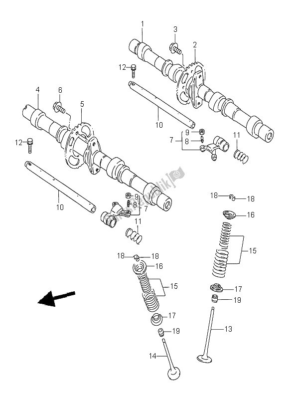 All parts for the Cam Shaft & Valve of the Suzuki GSX 750F 1996