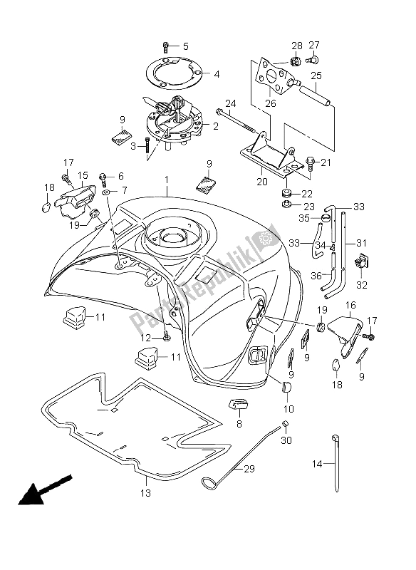 Toutes les pièces pour le Réservoir D'essence du Suzuki GSX 1300 BKA B King 2009