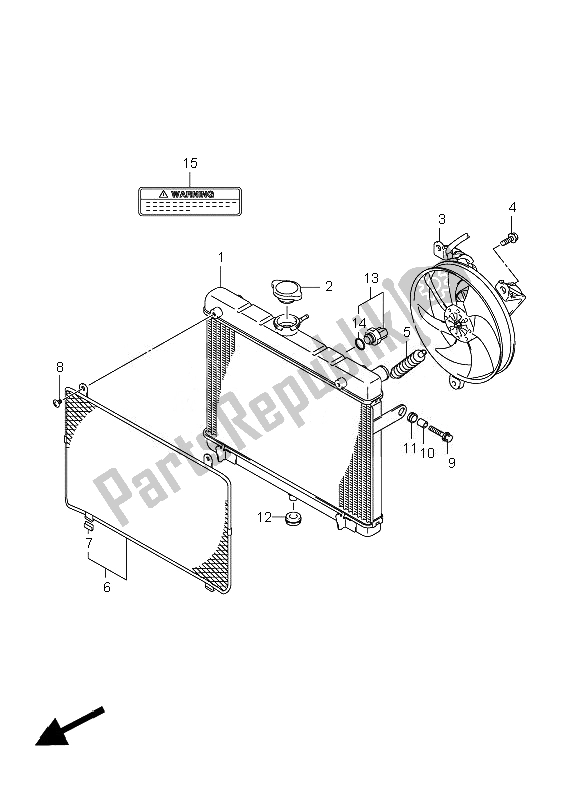 Alle onderdelen voor de Radiator van de Suzuki LT A 450 XZ Kingquad 4X4 2010