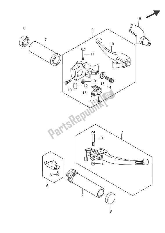 Tutte le parti per il Leva Leva (vzr1800uf E19) del Suzuki VZR 1800 BZ M Intruder 2016
