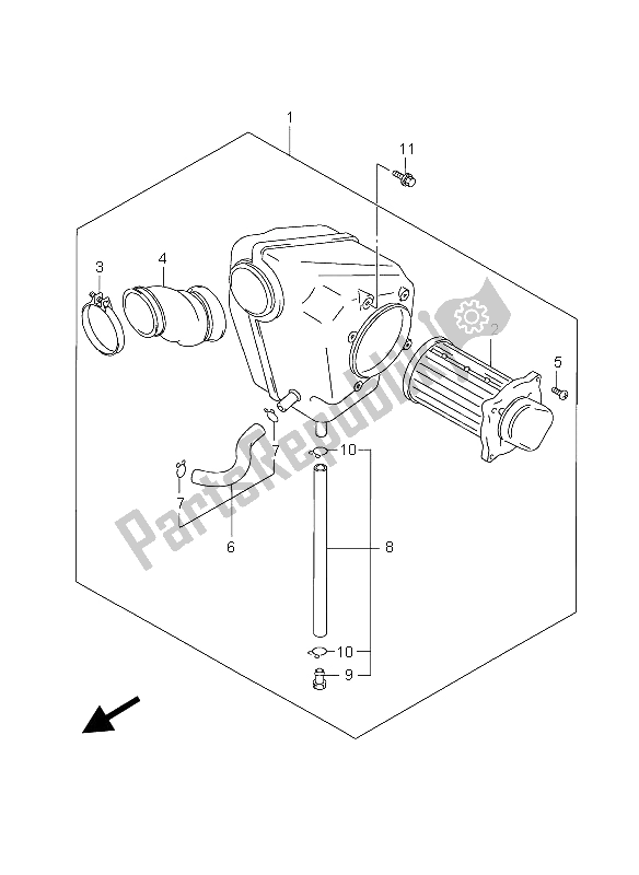 All parts for the Air Cleaner of the Suzuki GZ 250 Marauder 2004