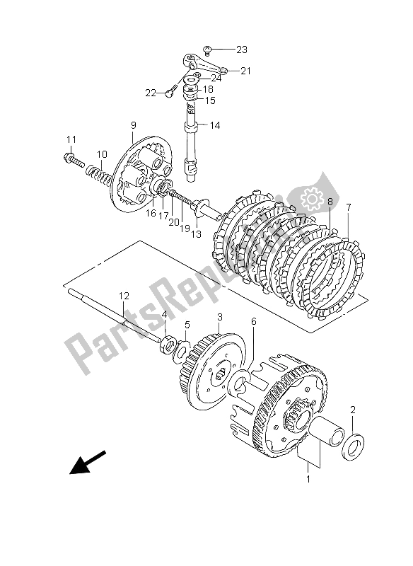 All parts for the Clutch of the Suzuki GZ 125 Marauder 2006