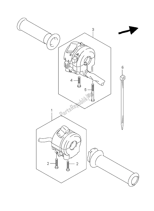 All parts for the Handle Switch of the Suzuki GSR 600A 2008