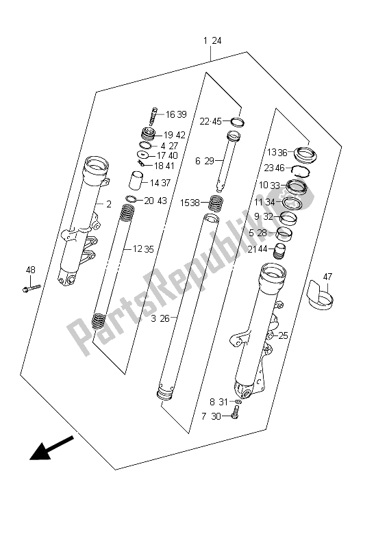 All parts for the Front Damper (sfv650ua E21) of the Suzuki SFV 650A Gladius 2011