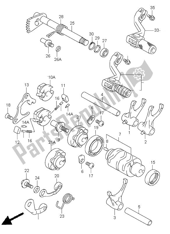 All parts for the Gear Shifting of the Suzuki RM 250 2003