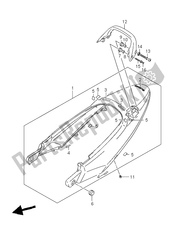 All parts for the Seat Tail Cover (gsf1250s-sa) of the Suzuki GSF 1250 Nsnasa Bandit 2007