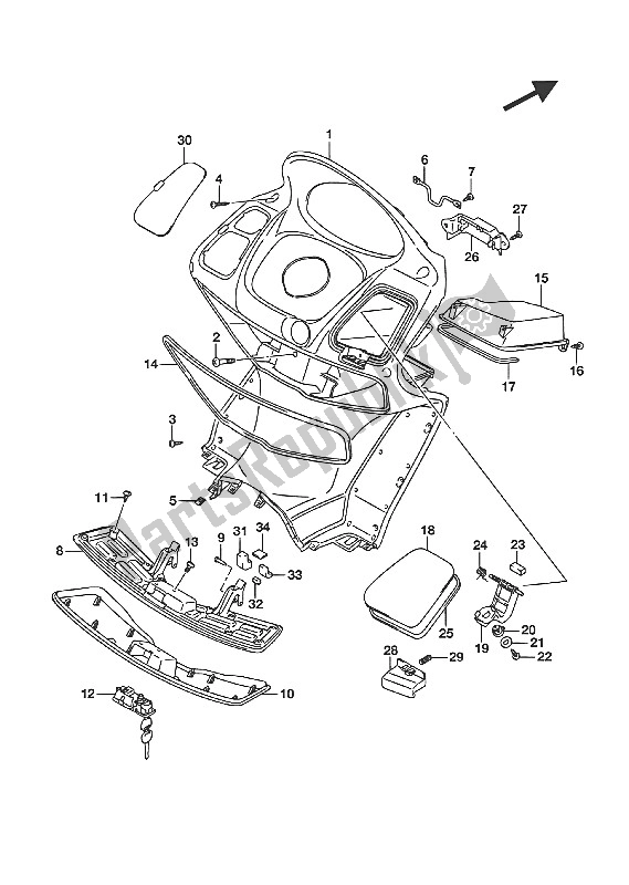 Todas las partes para Caja Frontal de Suzuki UH 200A Burgman 2016