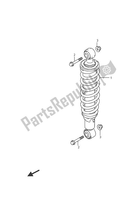 All parts for the Rear Shock Absorber of the Suzuki LT A 500 XP Kingquad AXI 4X4 2016