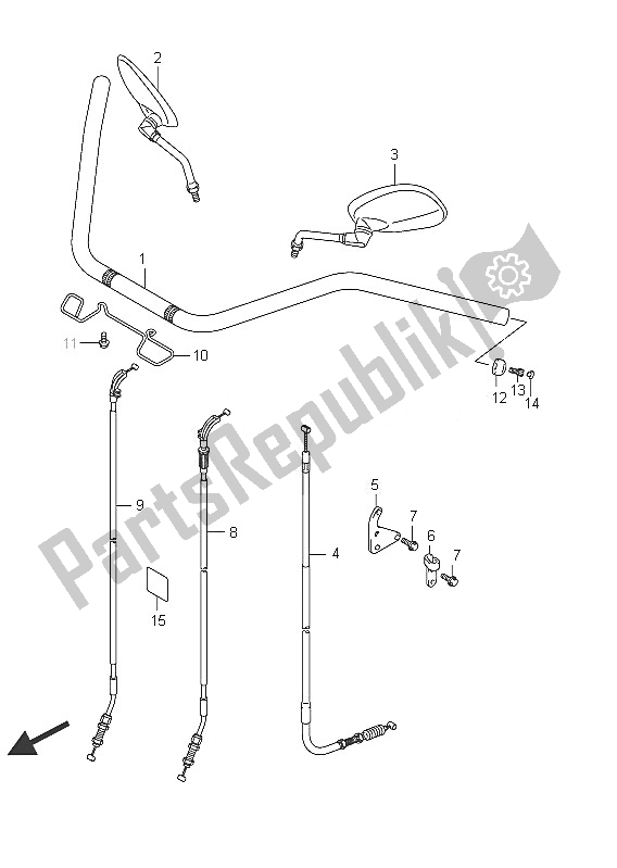 All parts for the Handlebar (vlr1800t E19) of the Suzuki C 1800R VLR 1800 Intruder 2011