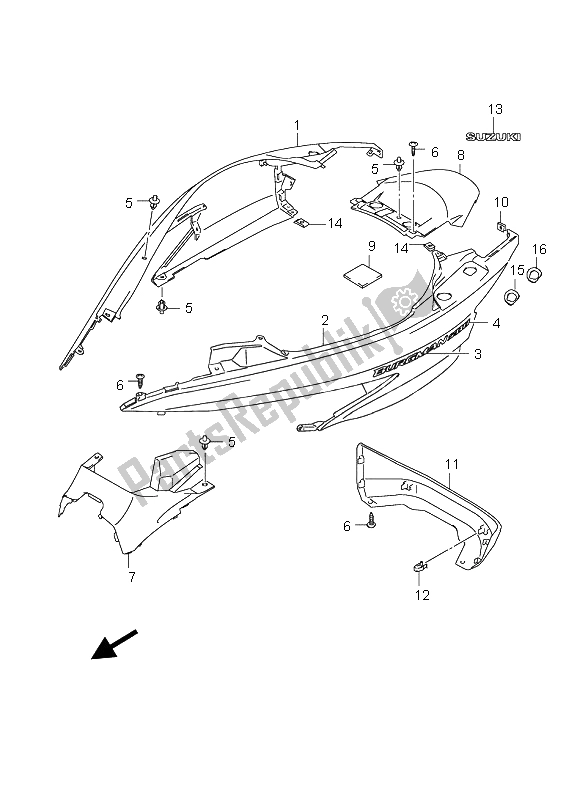 All parts for the Frame Cover of the Suzuki UH 125 Burgman 2008