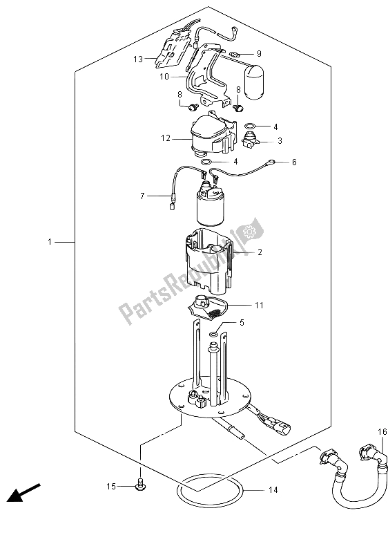 All parts for the Fuel Pump of the Suzuki GSX R 750 2015