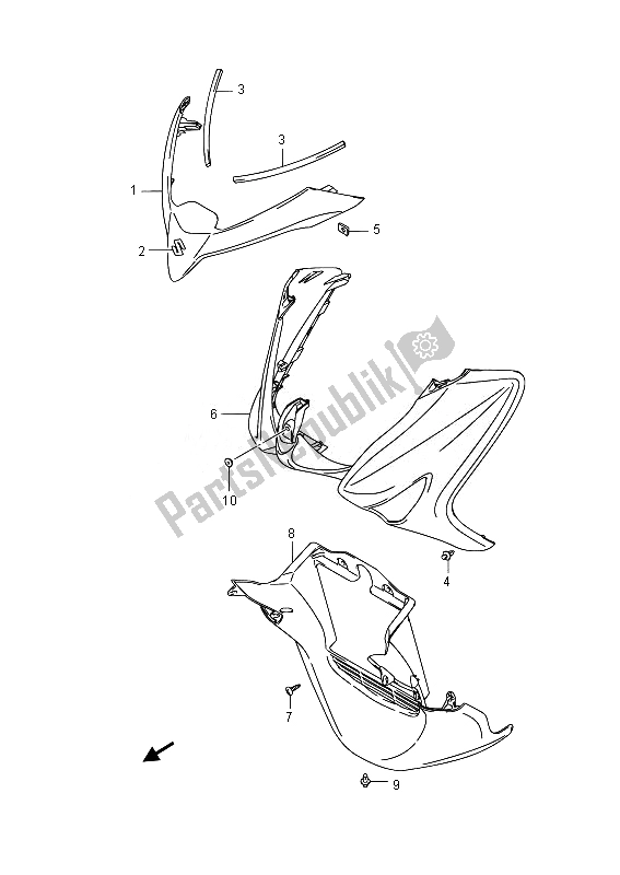 Tutte le parti per il Scudo Anteriore Della Gamba del Suzuki UH 125A Burgman 2014