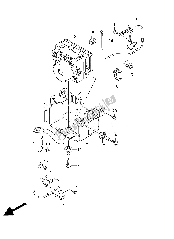 All parts for the Hydraulic Unit of the Suzuki SFV 650A Gladius 2010