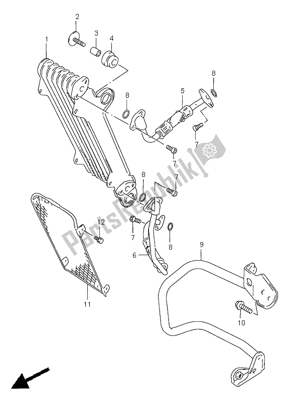 All parts for the Oil Cooler of the Suzuki DR 650 SE 2000