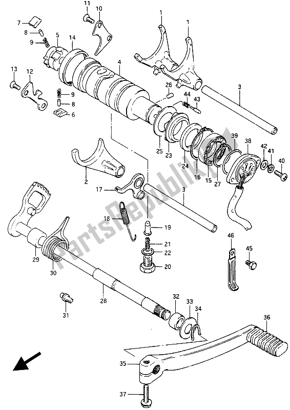 Todas as partes de Mudança De Marchas do Suzuki GSX 750 Esefe 1985