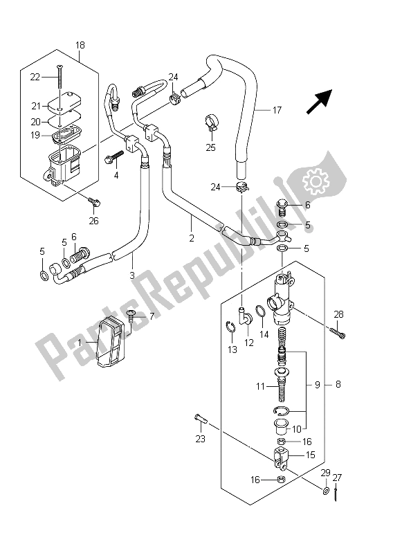 Todas las partes para Cilindro Maestro Trasero (sfv650a E21) de Suzuki SFV 650A Gladius 2011