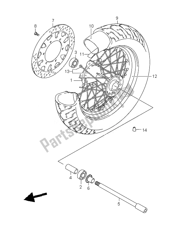 All parts for the Front Wheel (vl800-ue) of the Suzuki C 800 VL Intruder 2010