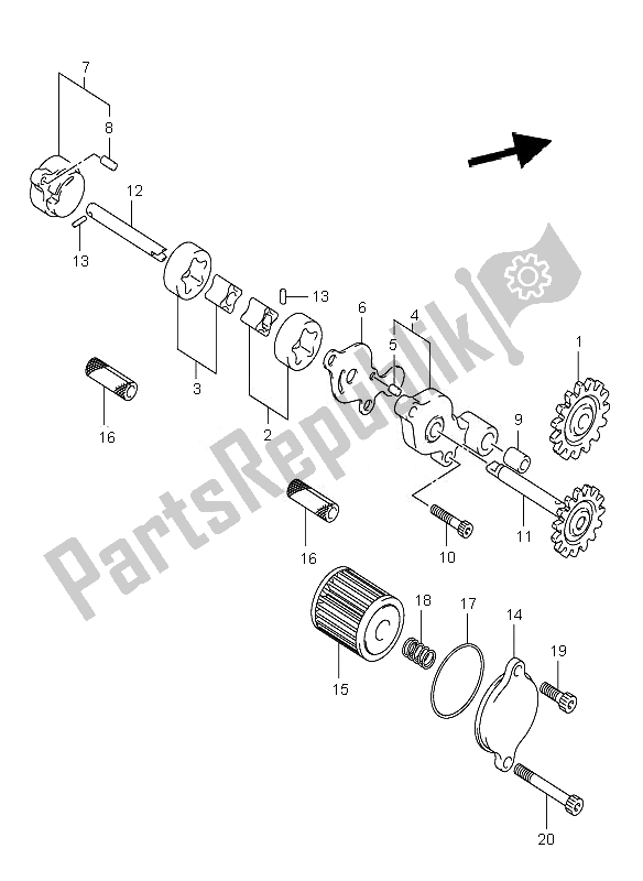 All parts for the Oil Pump & Oil Filter of the Suzuki RM Z 450Z 2007