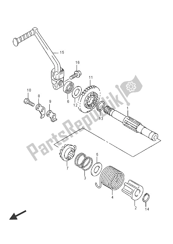 Toutes les pièces pour le Démarreur Au Pied du Suzuki DR Z 125 LW 2016