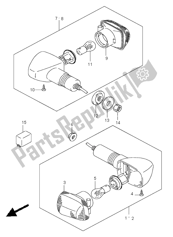 All parts for the Turn Signal Lamp (e24,f. No. 100197 ) of the Suzuki GSX 1400 2003