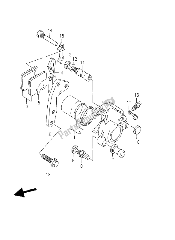 All parts for the Front Caliper of the Suzuki DR 125 SE 2001