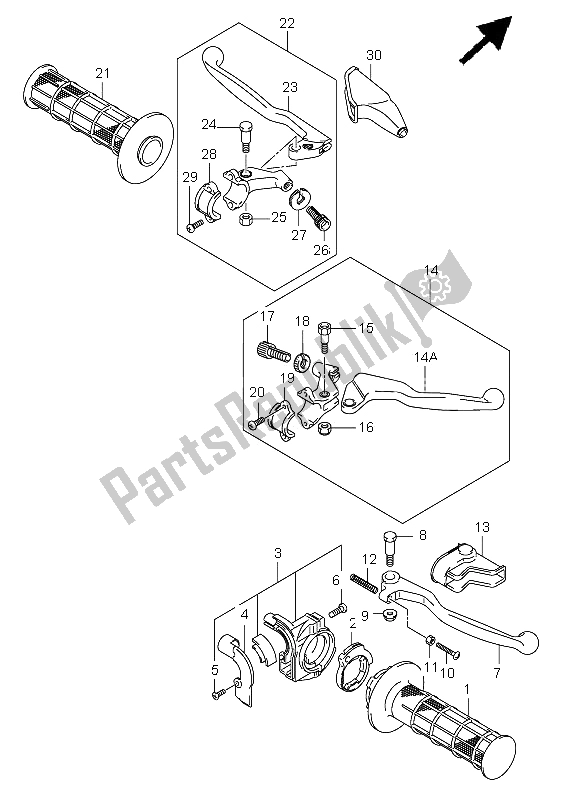 Toutes les pièces pour le Levier De Poignée du Suzuki DR Z 125 SW LW 2006