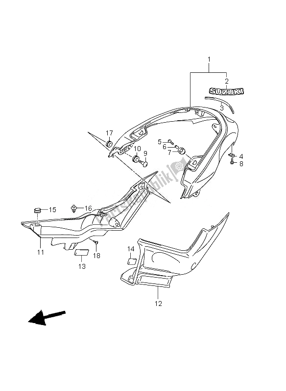 All parts for the Rear Fender (vzr1800-uf) of the Suzuki VZR 1800 Rnzr M Intruder 2010