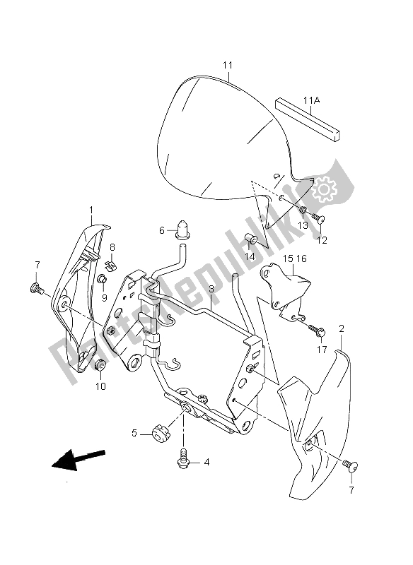 All parts for the Headlamp Cover of the Suzuki GSR 600A 2009