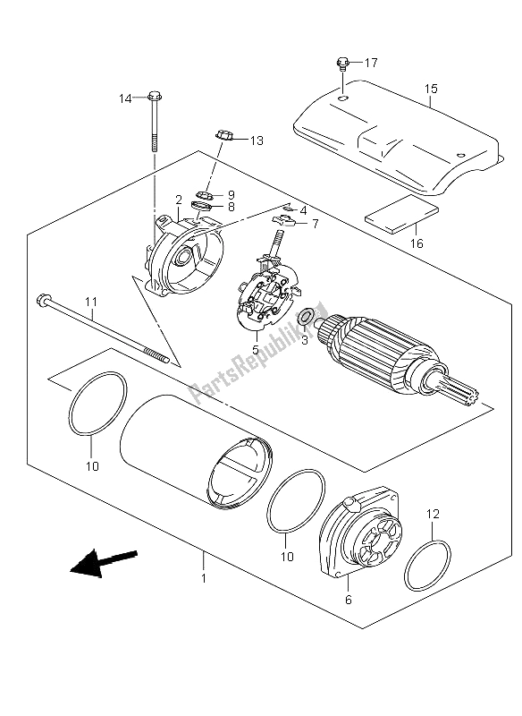 All parts for the Starting Motor of the Suzuki VL 800C Volusia 2008