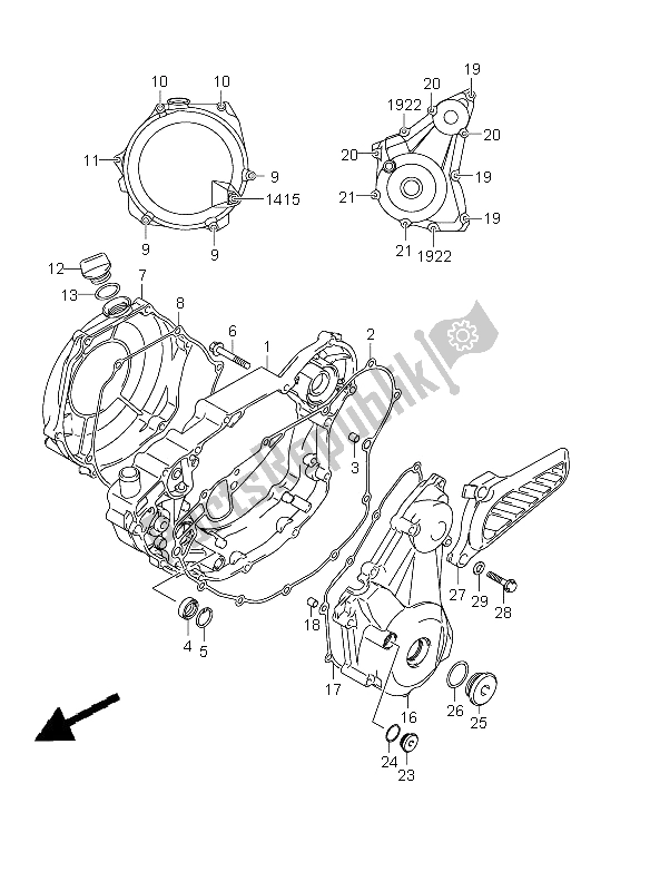 Tutte le parti per il Coperchio Del Carter del Suzuki RMX 450Z 2011