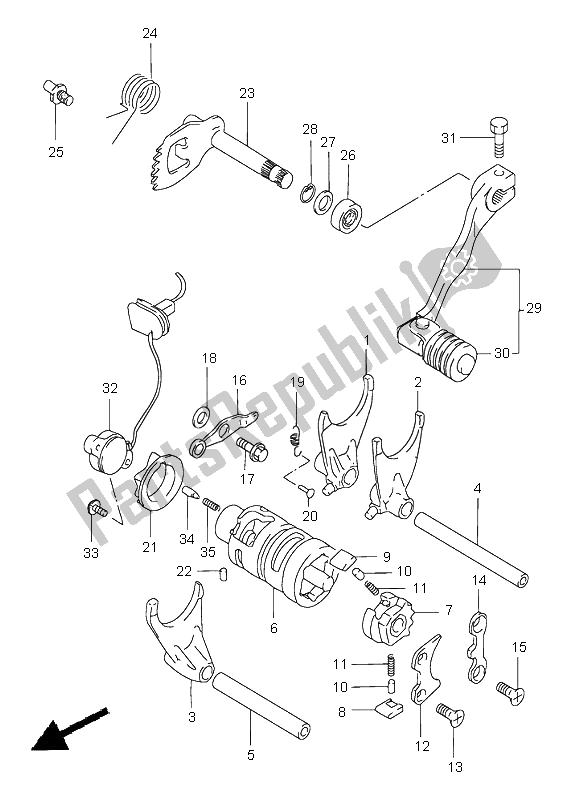 All parts for the Gear Shifting of the Suzuki XF 650 Freewind 1997