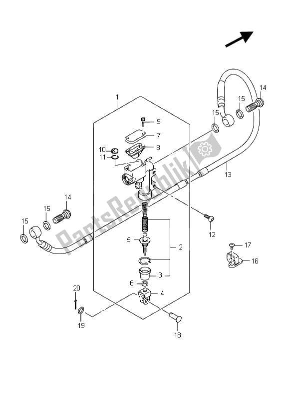 All parts for the Rear Master Cylinder of the Suzuki RM Z 250 2015