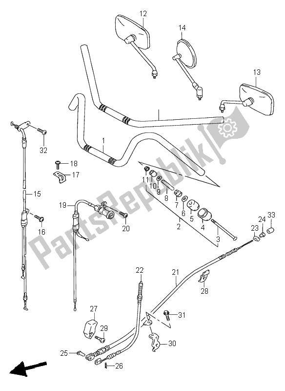 Tutte le parti per il Manubrio del Suzuki VS 600 Intruder 1996