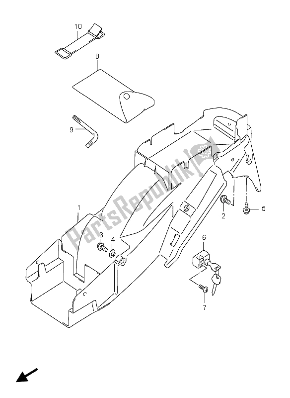 Tutte le parti per il Parafango Posteriore del Suzuki GSX 750F 2006