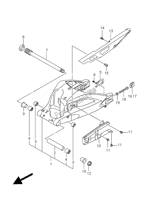 Toutes les pièces pour le Bras Oscillant Arrière du Suzuki GSX 1300 BKA B King 2010