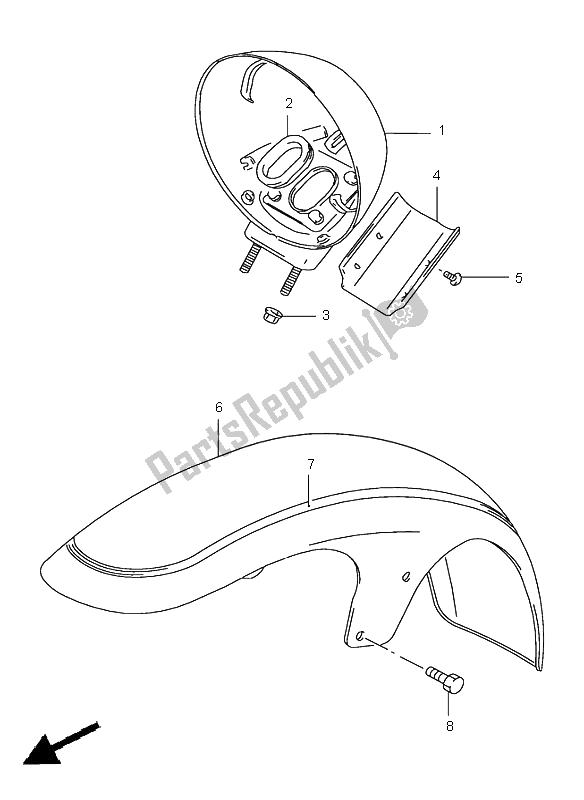 Toutes les pièces pour le Garde-boue Avant du Suzuki VS 1400 Intruder 2000