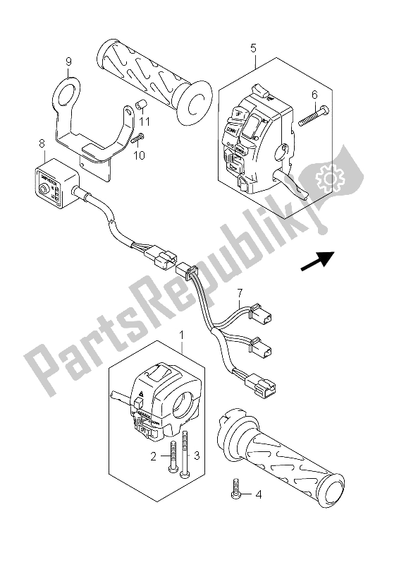 All parts for the Handle Switch (an650a E19) of the Suzuki AN 650A Burgman Executive 2012