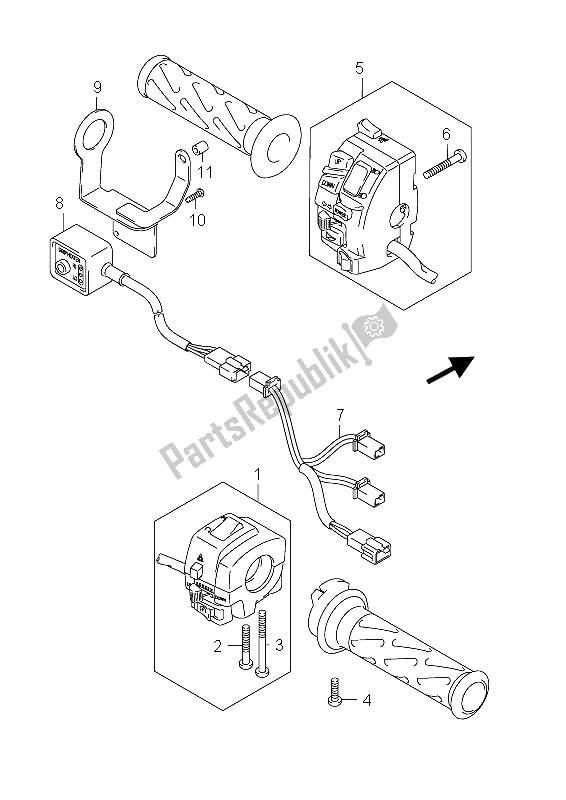 All parts for the Handle Switch (an650a E19) of the Suzuki AN 650A Burgman Executive 2012