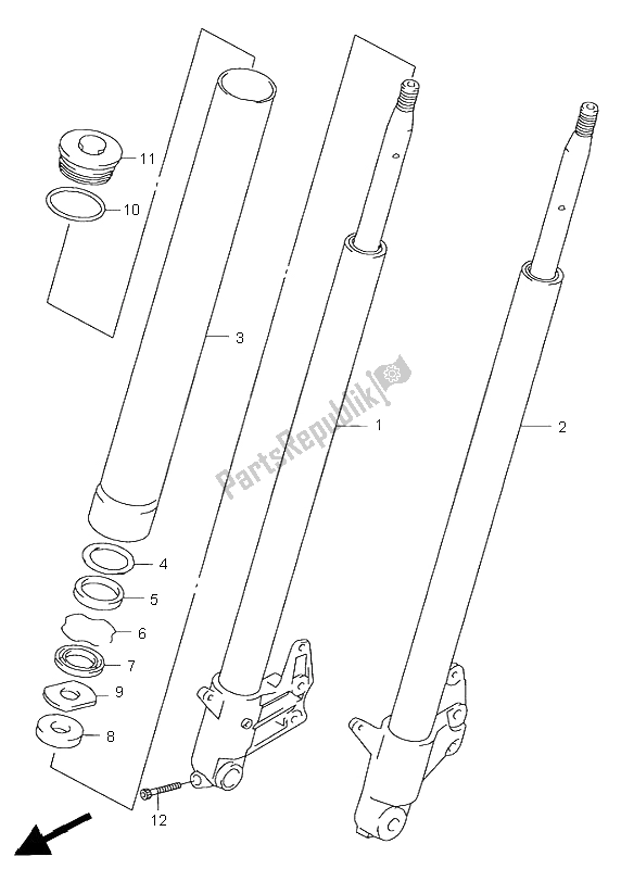 All parts for the Front Damper of the Suzuki VZ 800 Marauder 1999