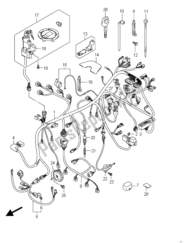 All parts for the Wiring Harness (gsf650sua) of the Suzuki GSF 650 Sasa Bandit 2011