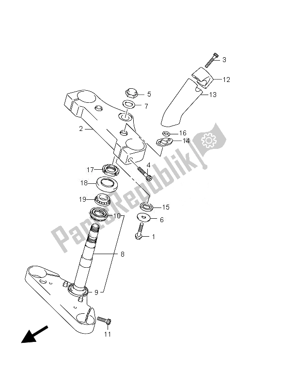 All parts for the Steering Stem of the Suzuki VZ 800 Intruder 2010