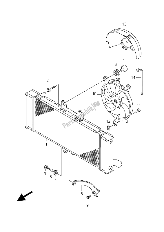 Alle onderdelen voor de Radiator van de Suzuki GSX 650 FA 2012