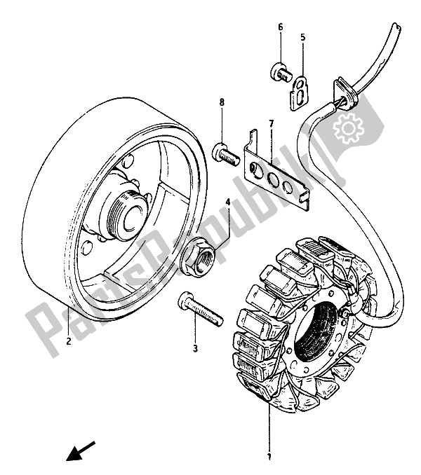 All parts for the Generator of the Suzuki GSX 1100 1150 Eesef 1985